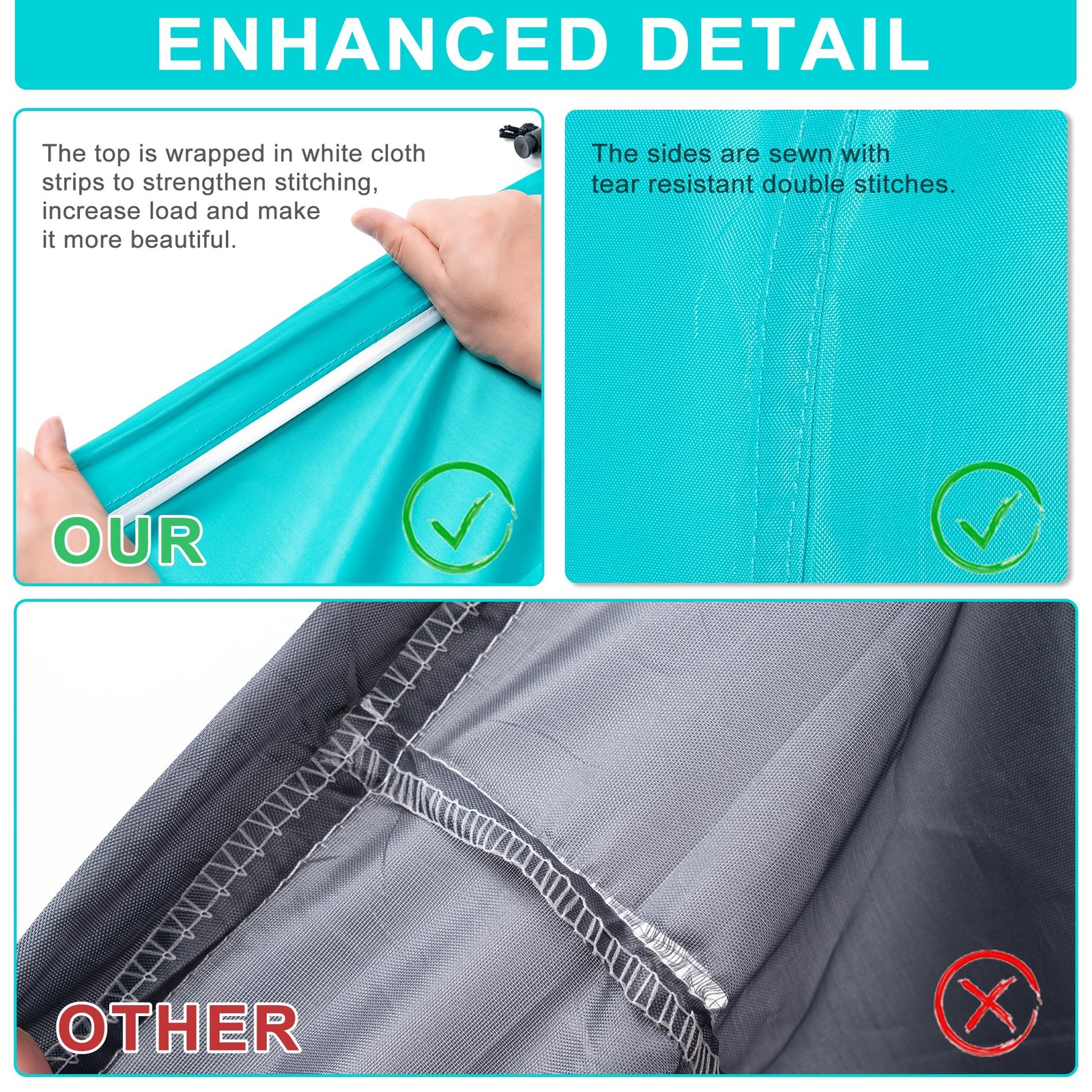 2 Pack XL Travel Laundry Bag, Machine Washable 24″x36″ |2 Pack, Blue+Grey