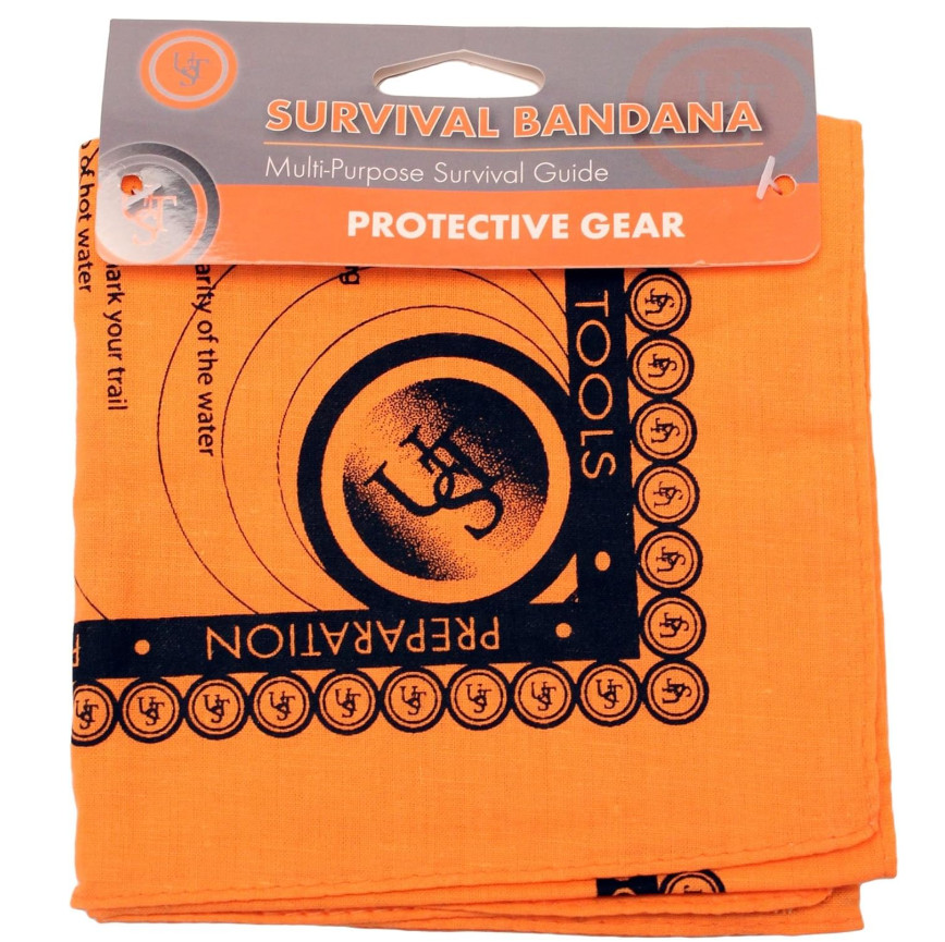 UST Hi-Vis Orange Bandana Survival Tips Hunter’s, Camping, Hiking, Emergency NEW