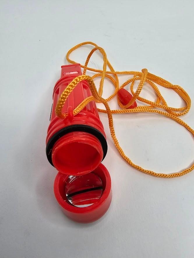Survival Tool 5-In-1 Whistle Compass Flint Bar Signal Mirror Waterproof Case