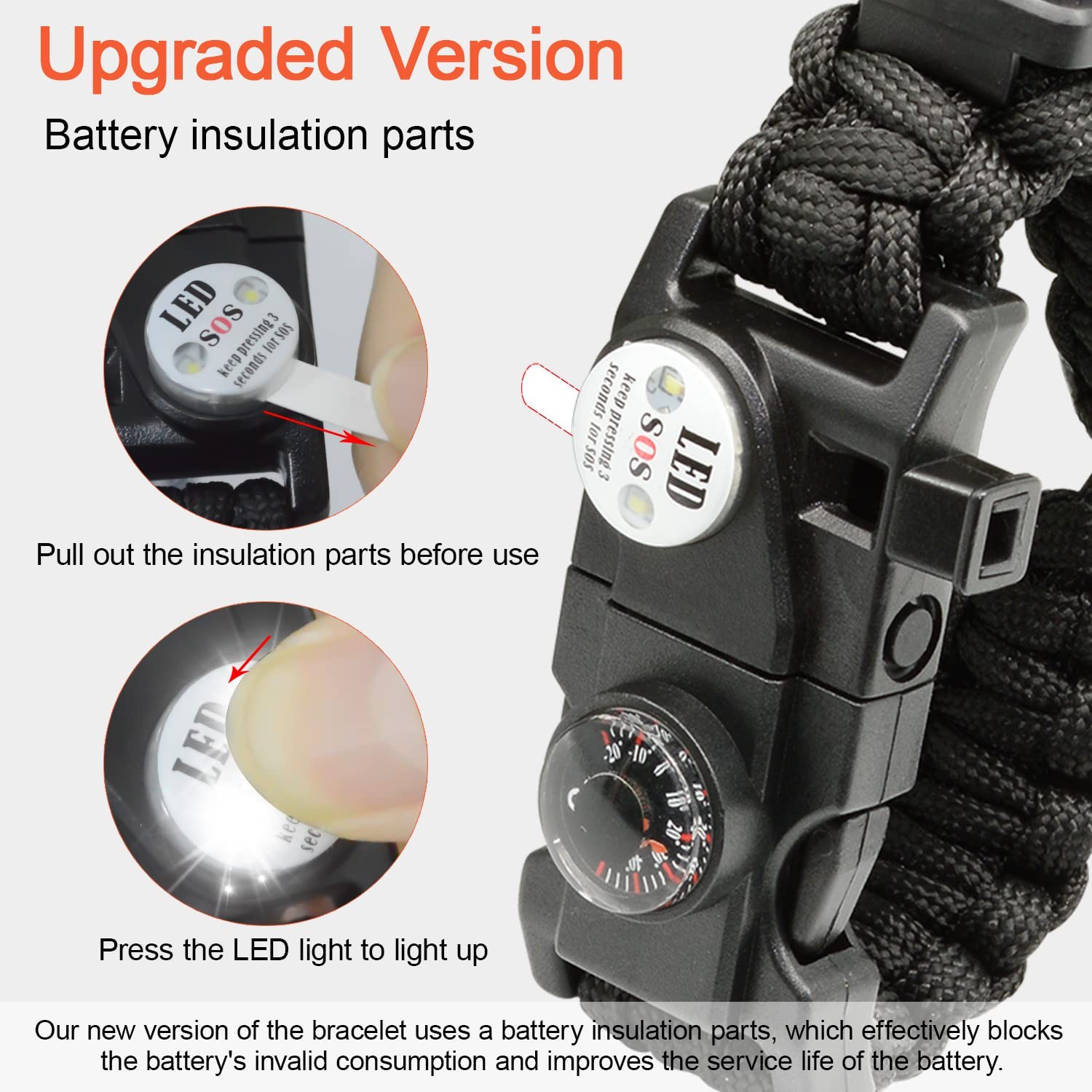 20 in 1 Paracord Bracelet, Adjustable Gear Kit with SOS Light, Fire Starter, …