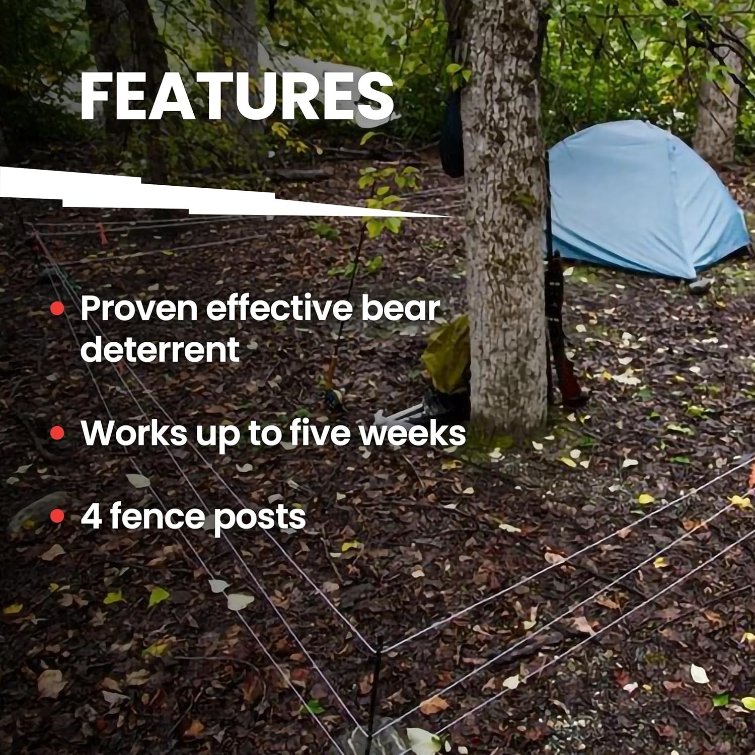 Bear Shock UDAP Ultra Light Electric Fence for Camp, Portable Camping Kit, 27×27