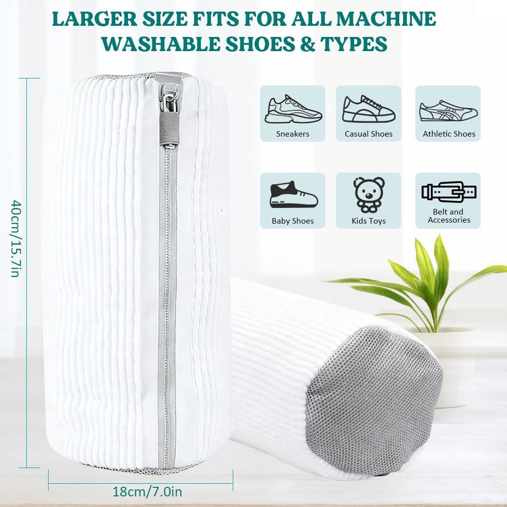 Shoe Washing Machine Bag 2 Pack, 360°Deep Clean 12.87 liters, White2pcs