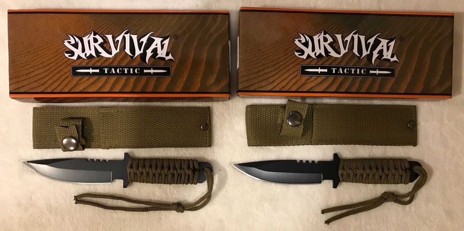 Lot 2 Survival Knives Hunting Bug Out Bag Prepper Emergency Camping EMP Doomsday