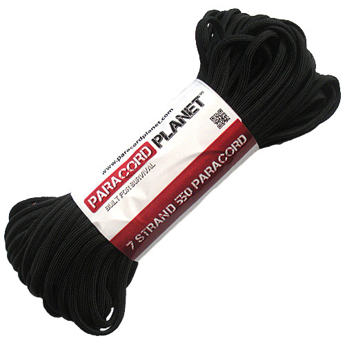 Black Paracord 100ft Paracord 550 Mil Spec Type III 7 Strand Parachute Cord Hank