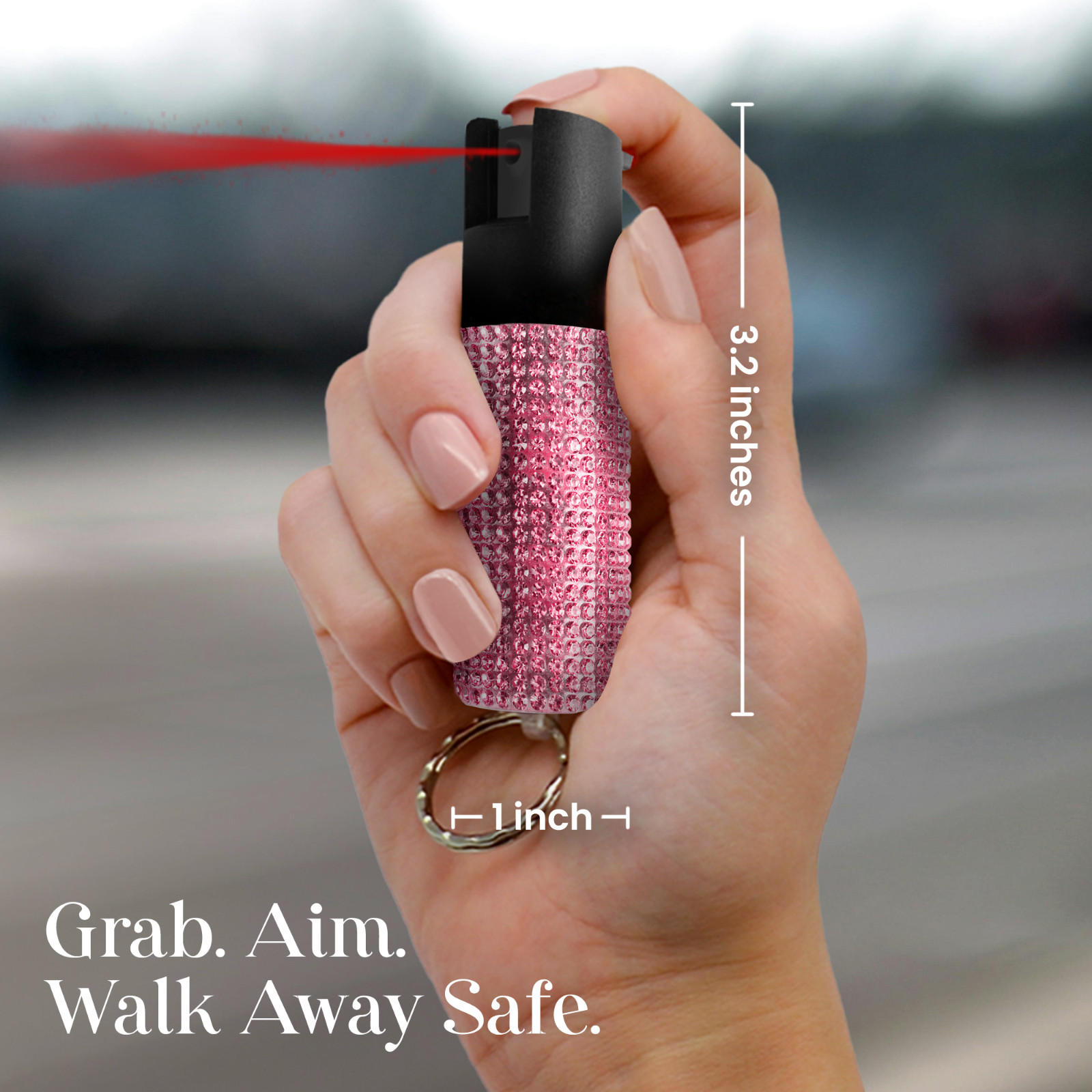 Gizmo Corner Rhinestone 16ft Range UV Dye Pepper Spray Keychain for Safety