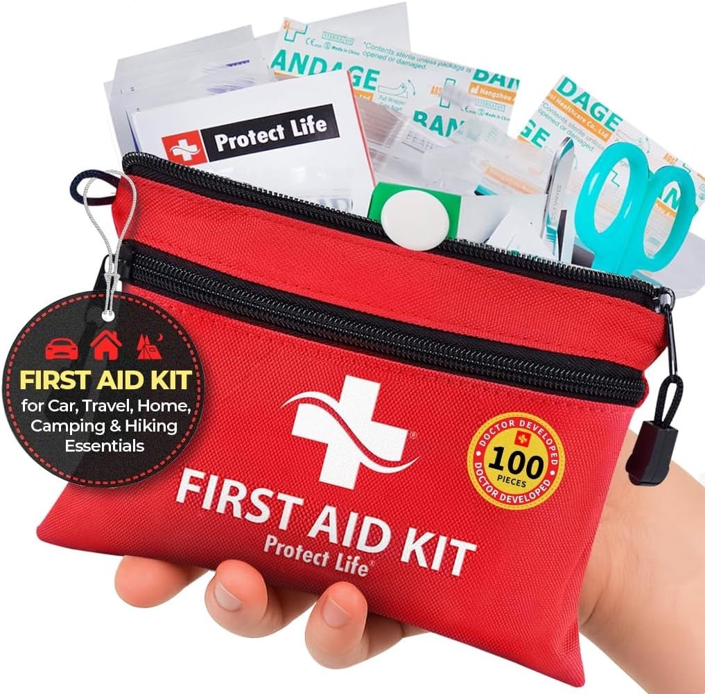 Mini First Aid Kit 100 Piece Waterproof Emergency Kit for Car Boat Camping