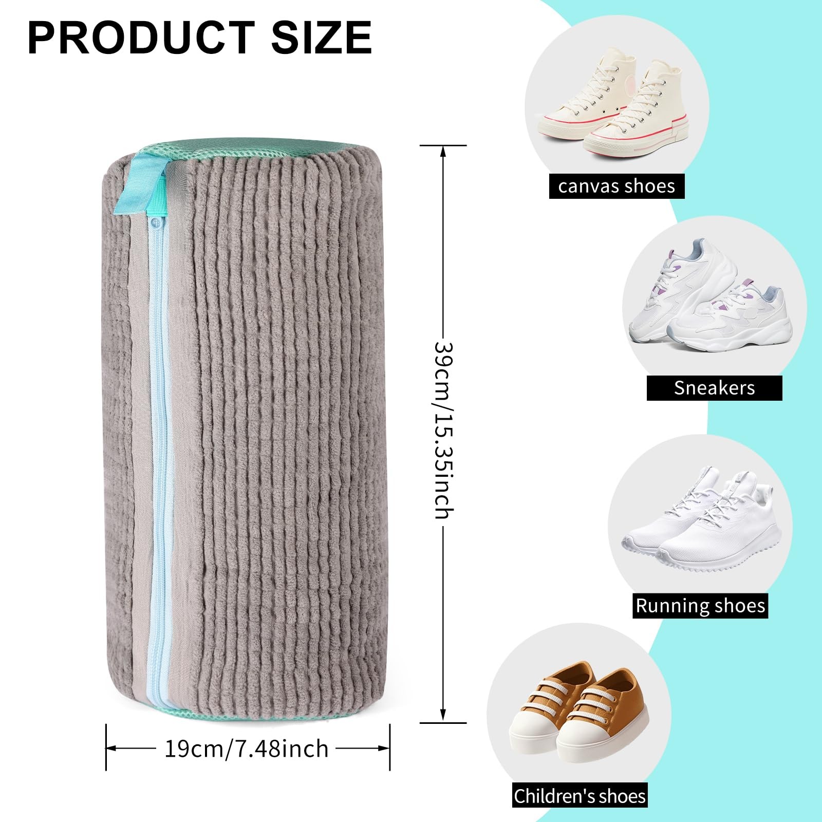 Xan Concept 2Pcs Shoe Washing Machine Bag,Cleaning Bag for All XX-Large, Gray
