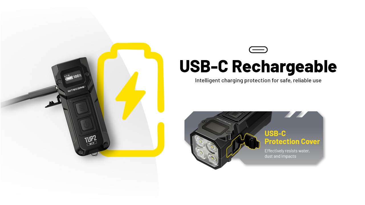 Nitecore TUP2 (TUP 2) 1200 Lumen MCT Rechargeable Keychain EDC Flashlight