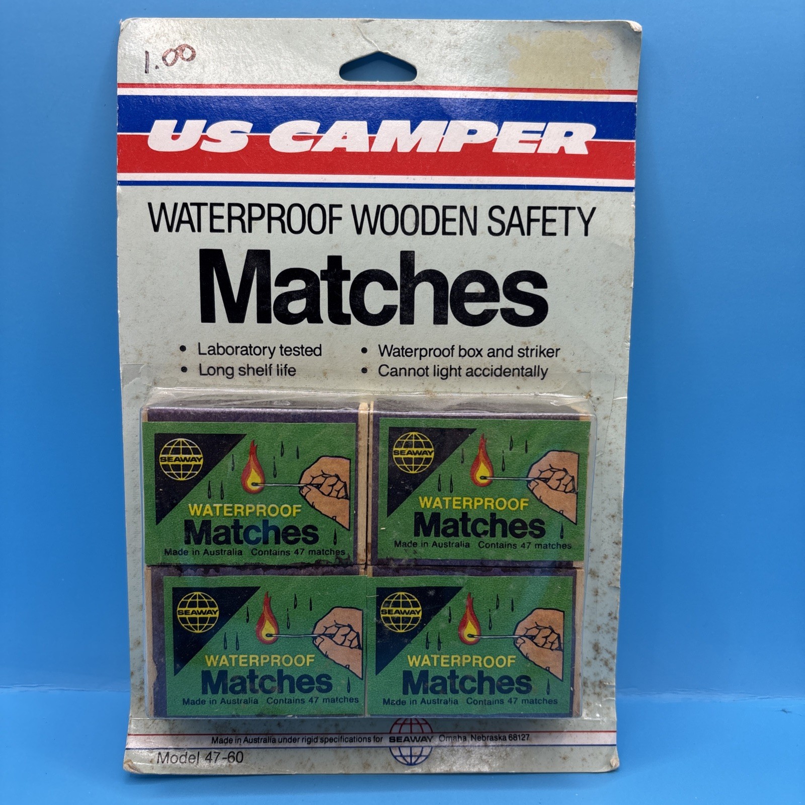 VTG NOS SEAWAY US Camper Waterproof Wood Matches – New, Never Opened – Australia