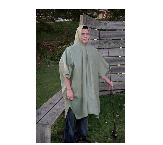 Boulder Creek Vinyl Rain Storm Gear Poncho 50″ x 80″ Olive