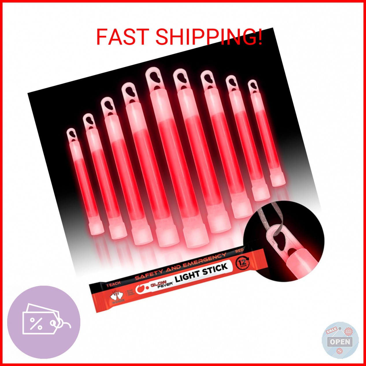 Glow Fever Emergency Safety Military Grade Glow Sticks; 10pcs, 6″ Ultra Bright G