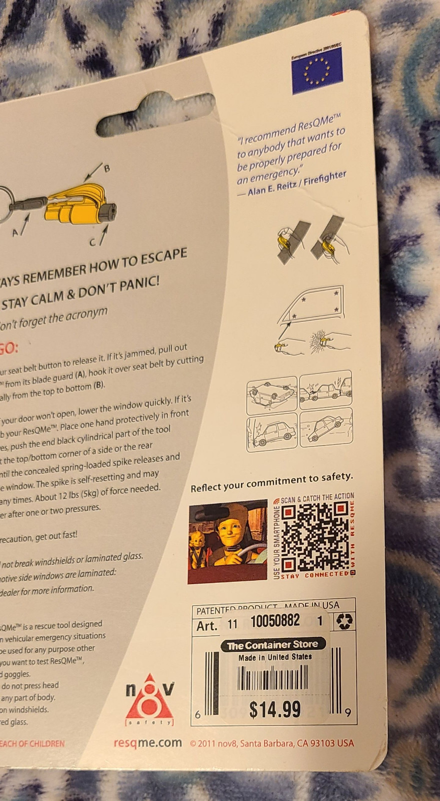 Orange RESQME Keychain Window Breaker Rescue Tool New In Original Package