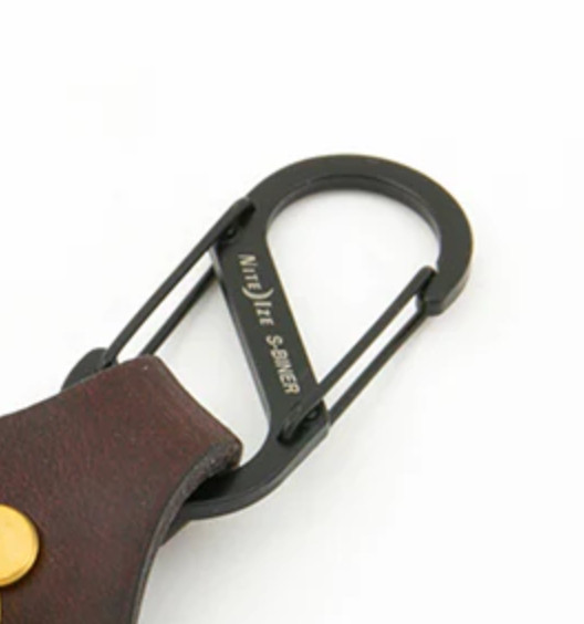 A&F Brass Bear Bell Hiking Cowhide Leather Keychain NiteIze Made in Japan
