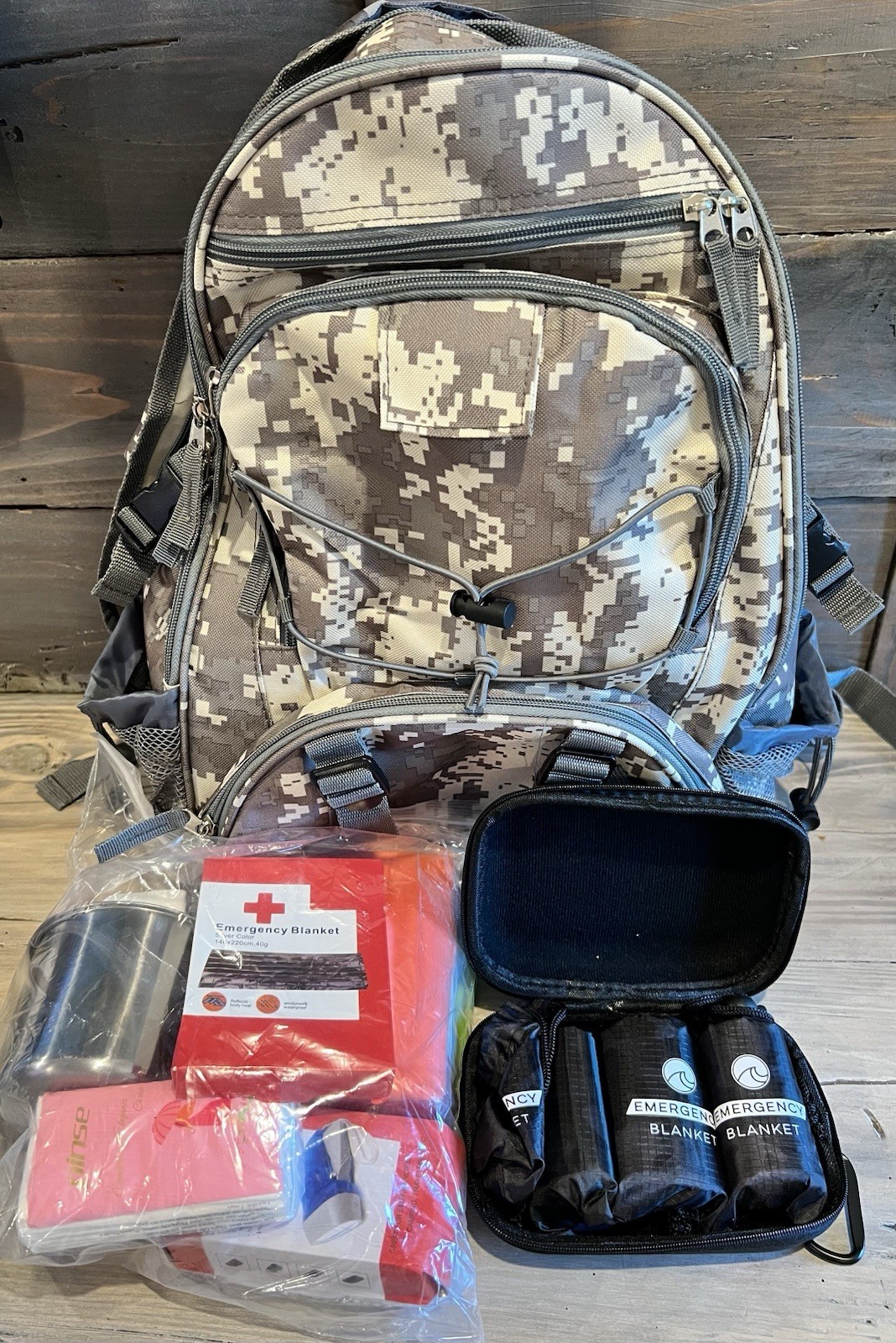 Emergency Kit With Camo Backpack Hiking Hunting Camping New Never Used