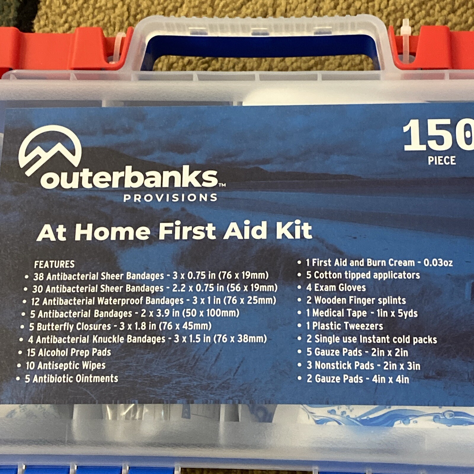 Outerbanks Provisions At Home First Aid Kit 150 piece Good for Camping/Beach F/S