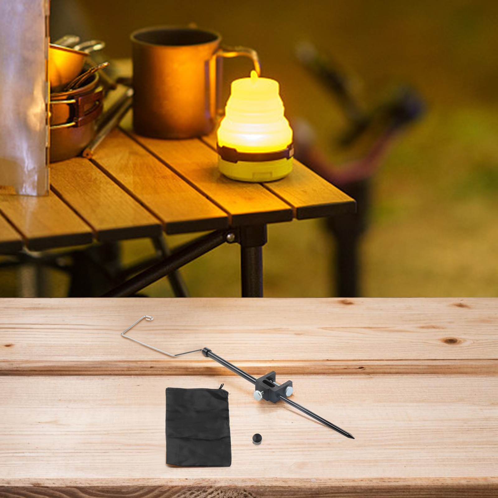 Adjustable Aluminum Lantern Holder with Carry Pouch for Easy Transport