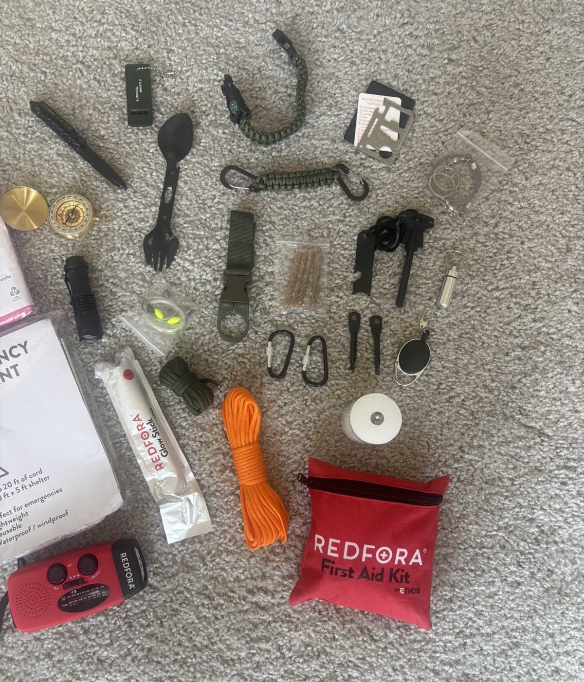 Survival Kit 31 Pieces Emergency Gear Camping Hunting Hiking Bush Craft