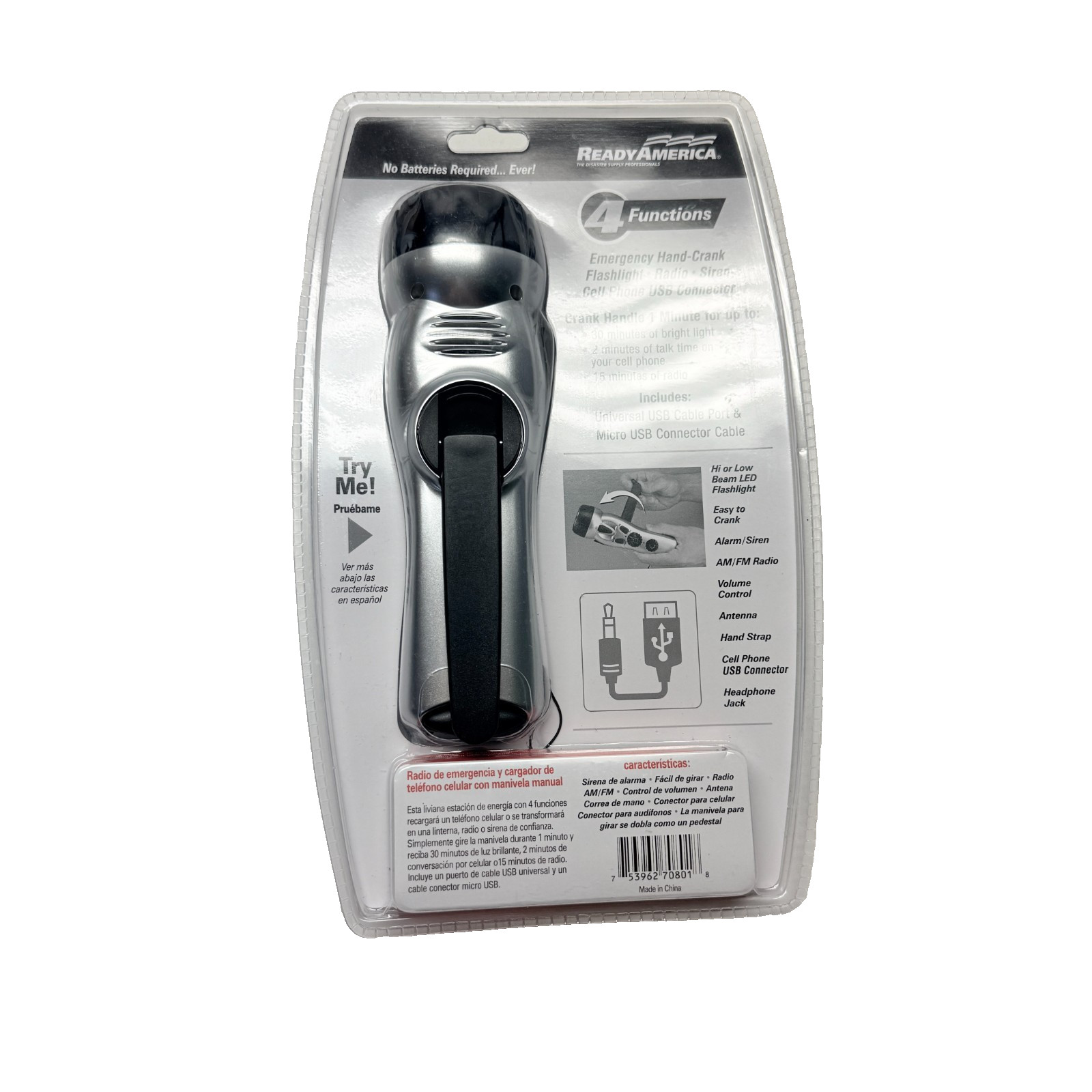 Ready America Emergency Power Station Flashlight Phone Charger Radio