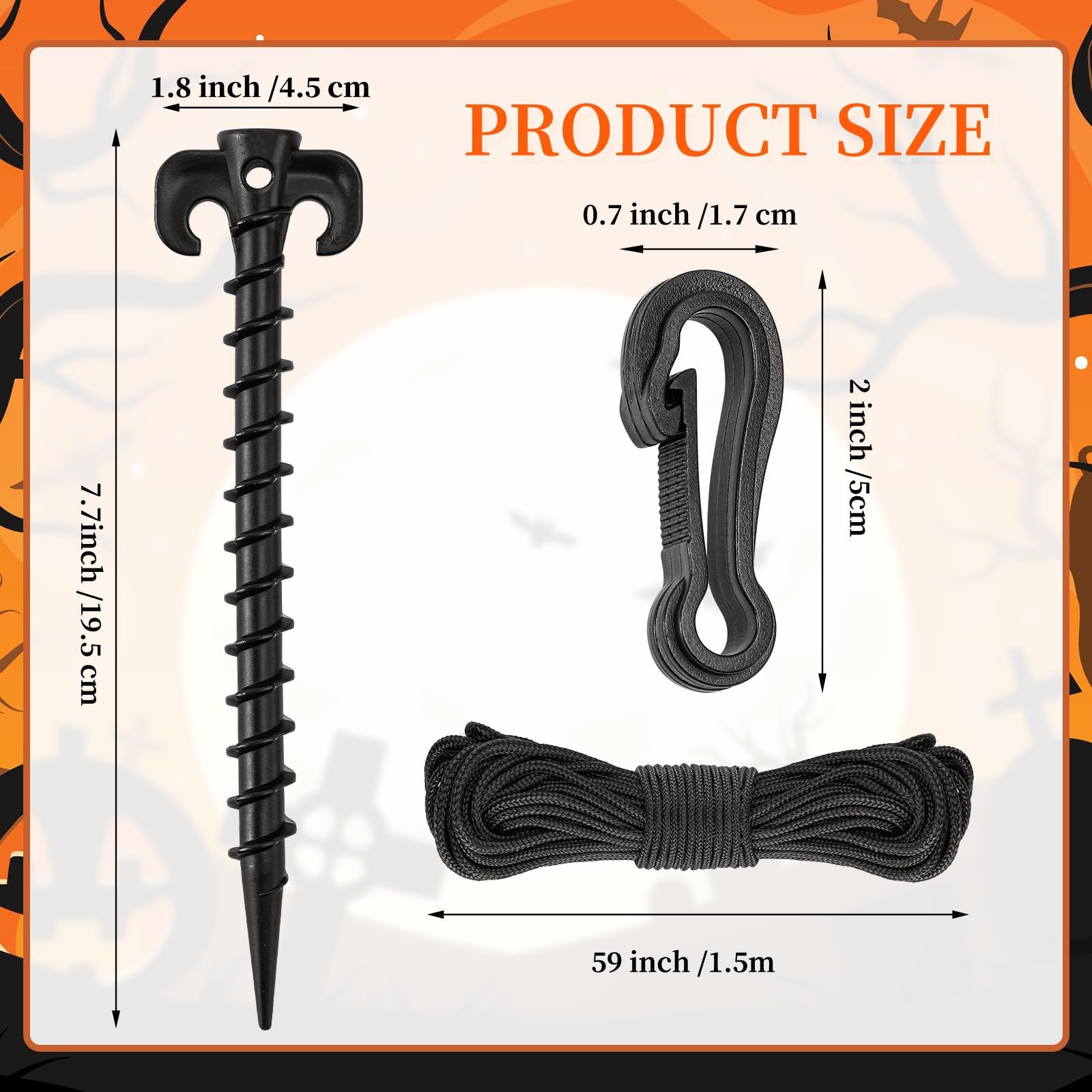 AUGSUN 27 Pieces Plastic Inflatable Stakes Set, Include Tent Stakes, Black