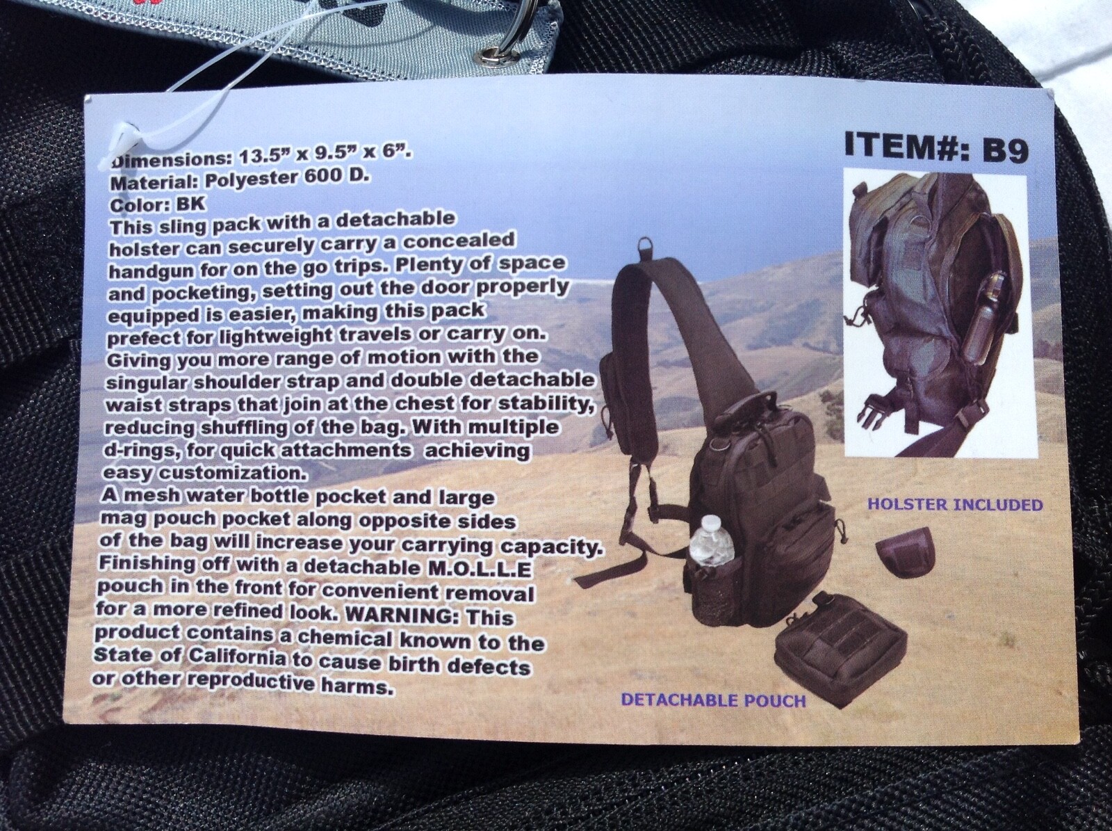 Explorer Sling Tac Bag, With Daily Conceal Carry Holster