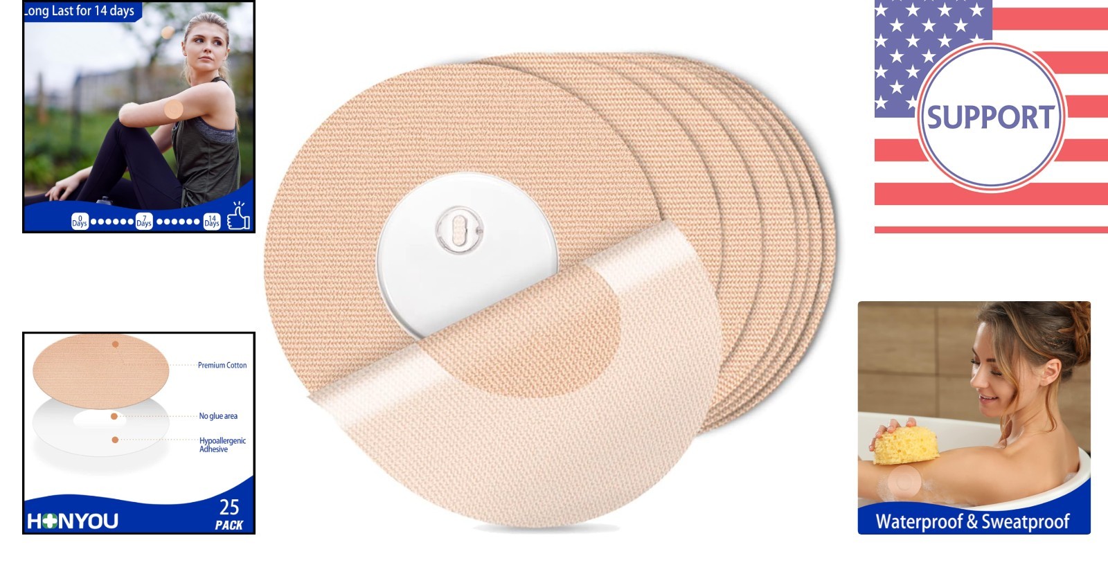 Durable 25-Pack CGM Adhesive Patches for Libre 3 – Secure & Comfortable Fit