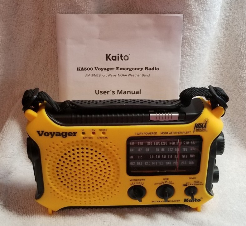 Kaito Portable Radio Emergency Solar + Hand Crank Powered KA500 Yellow Voyager