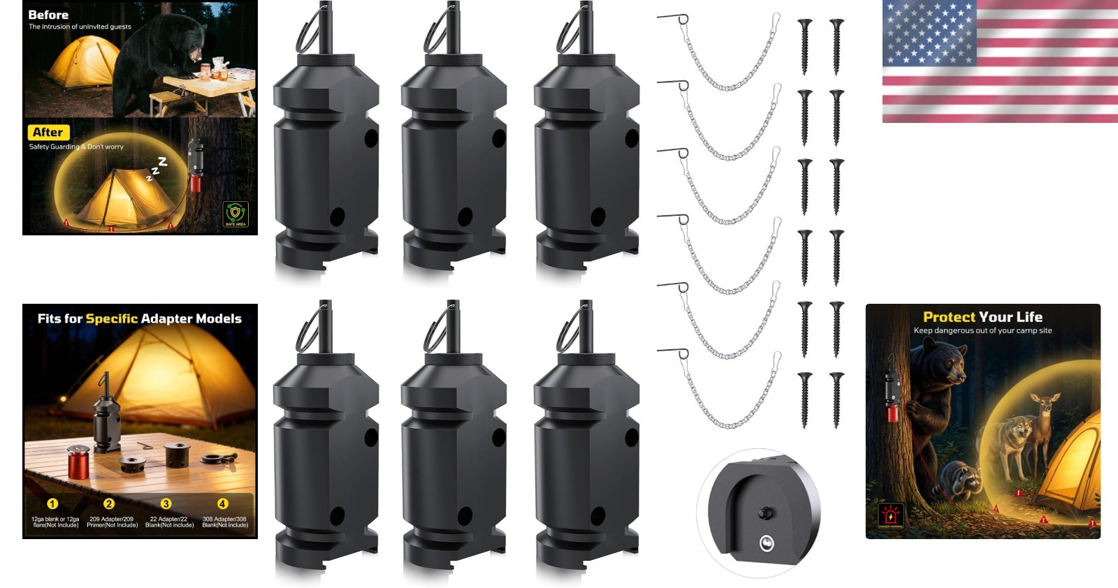 Durable 12 Gauge Trip Alarm Device – 6 Pack for Secure Camping & Outdoor Use