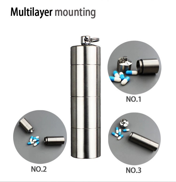 Titanium 3 Groups Storage Case Capsule Seal Container Keychain Outdoor EDC Tool