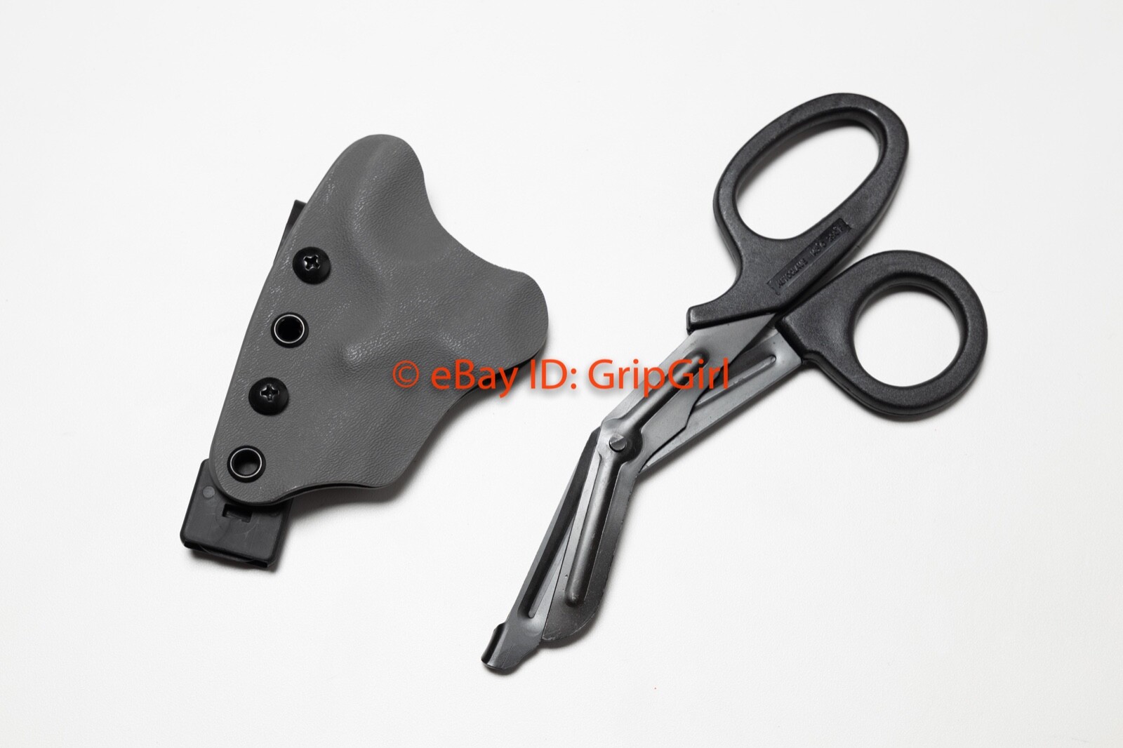Black Trauma Shears + Dark Gray Kydex Sheath Holster TCCC Medic IFAK Gear EDC