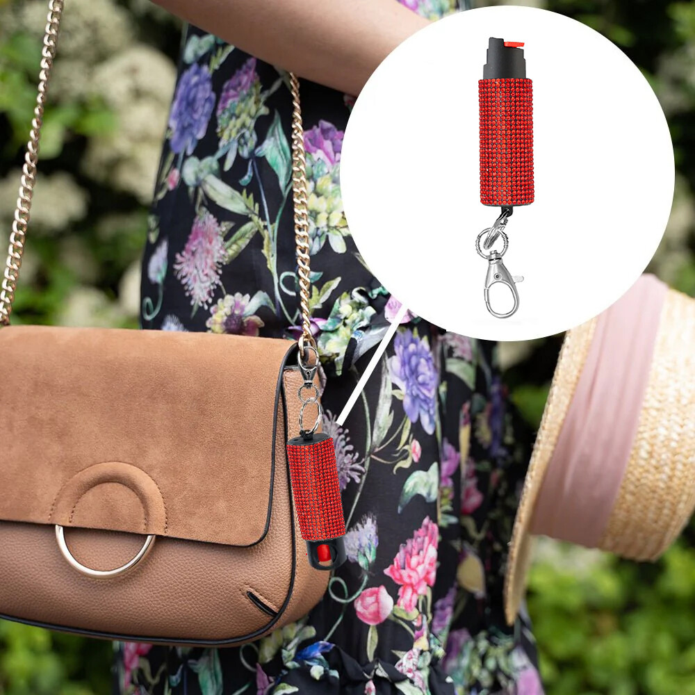 3 Pack Bling It On Key Ring Self Defense Pepper Spray Jeweled Cary Case