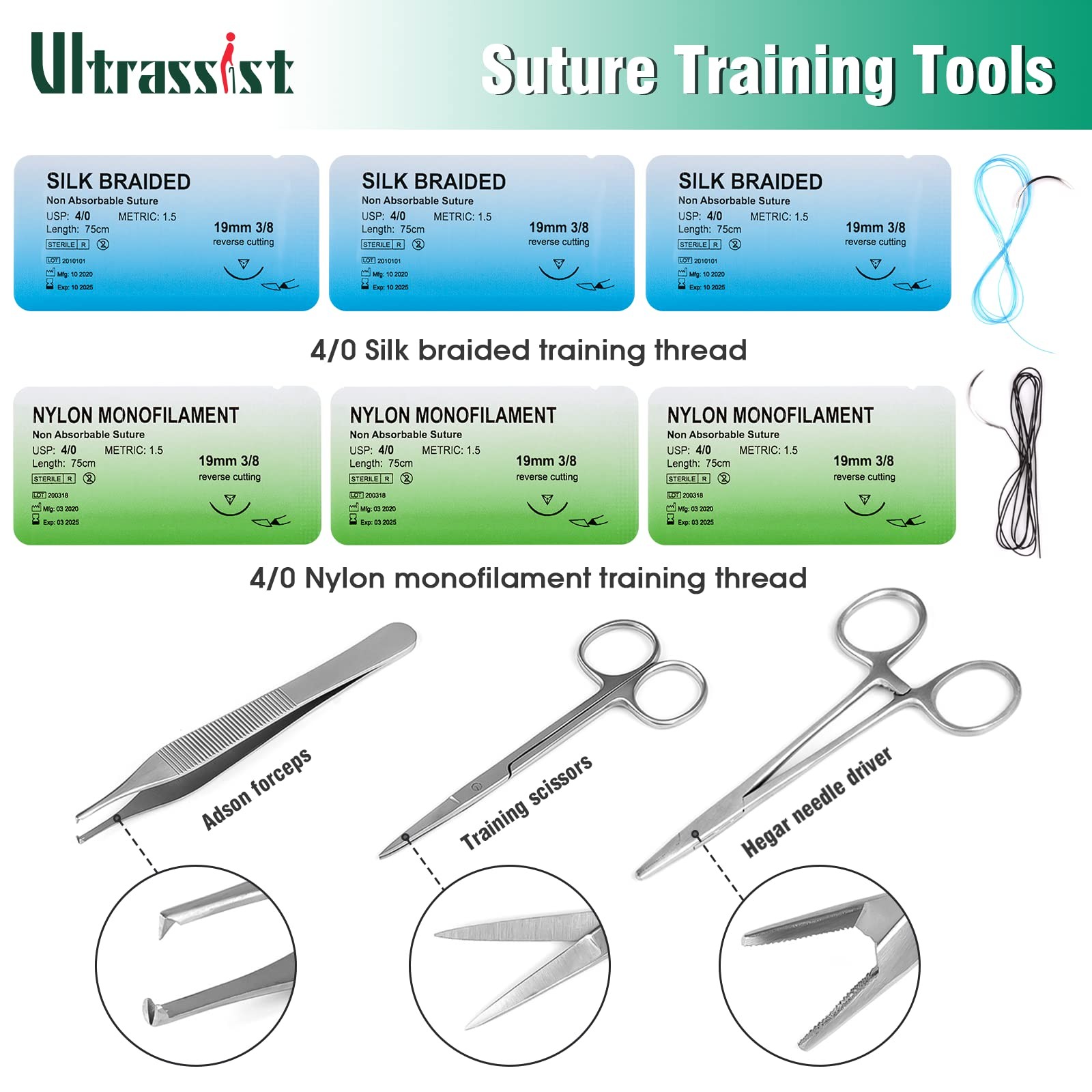 Ultrassist Suture Practice Kit for Medical and Vet Students, Starter Suture…