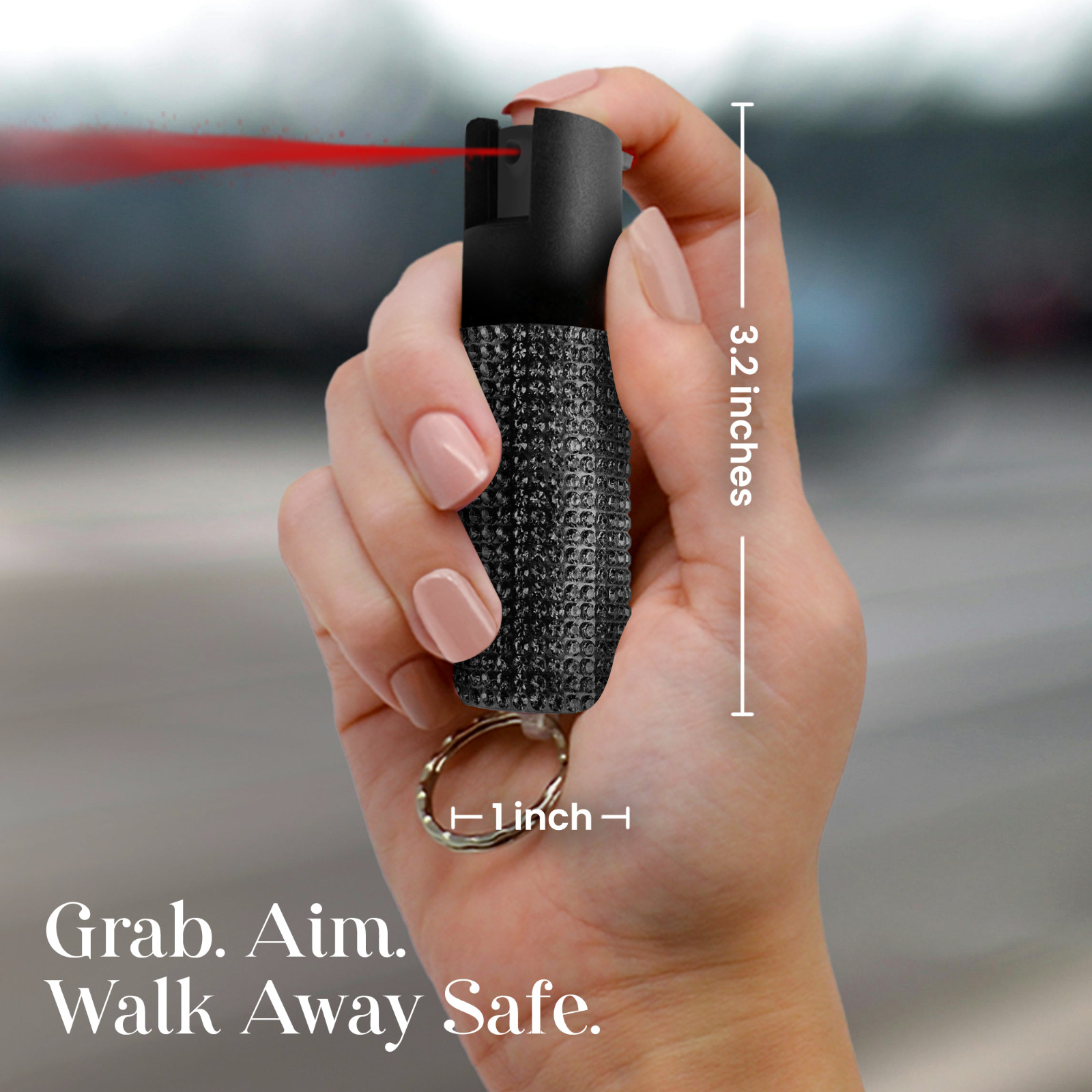 Gizmo Corner Rhinestone 16ft Range UV Dye Pepper Spray Keychain for Safety