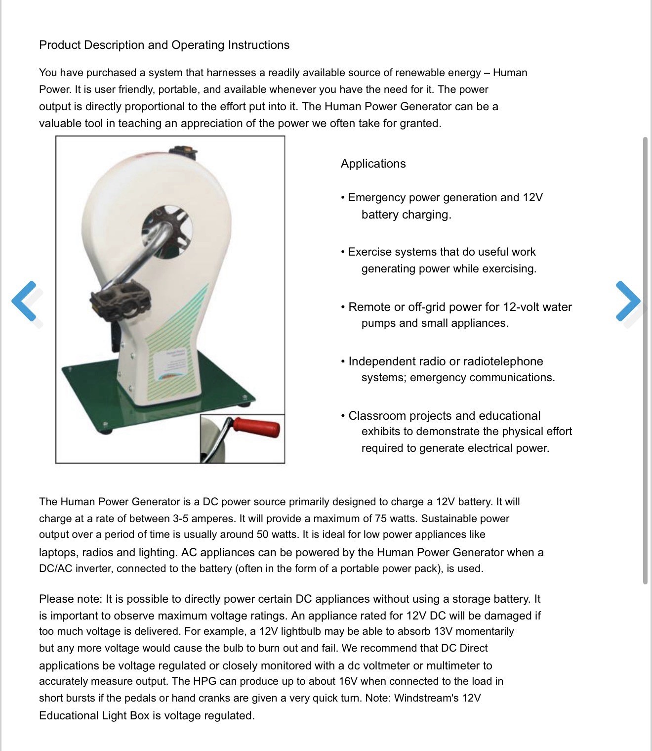 Windstream’s Human Power Generator