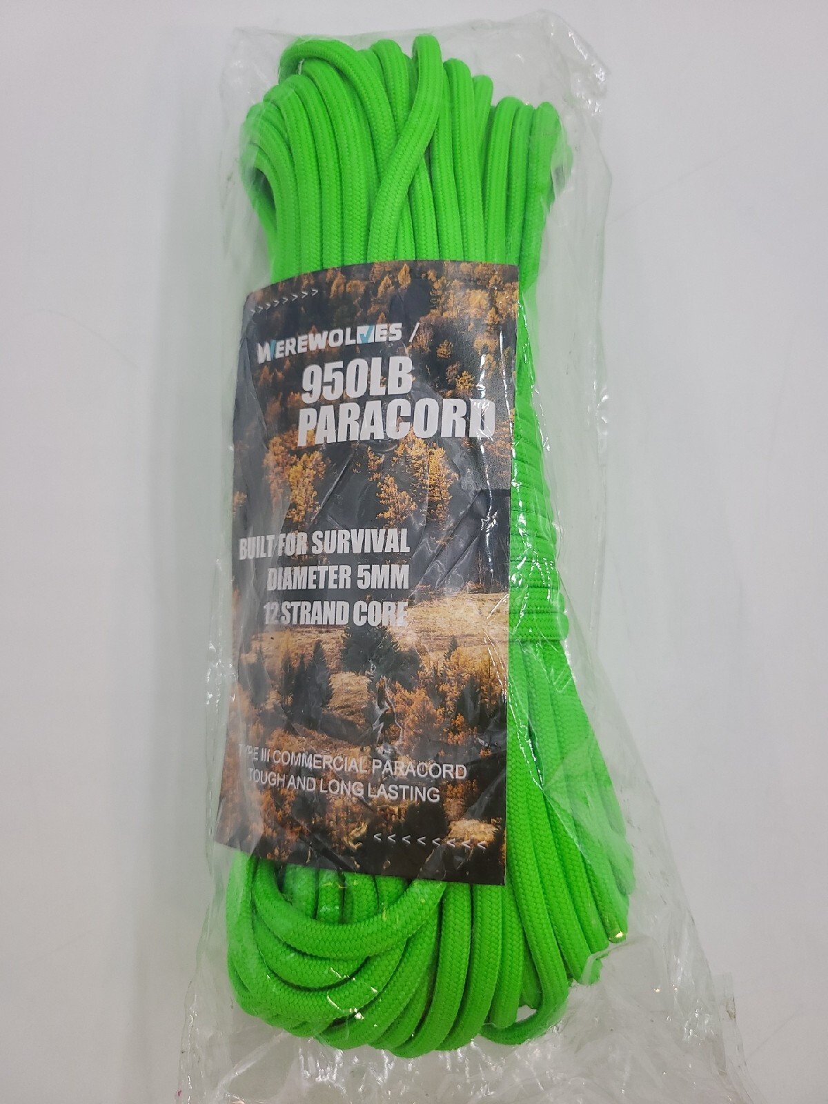 3X Green Paracord With Winder 100 feet