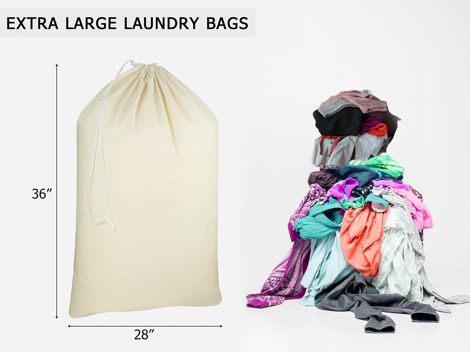 COTTON CRAFT Extra Large Laundry Bags -4 Pack Bag / 4 Pack, Beige