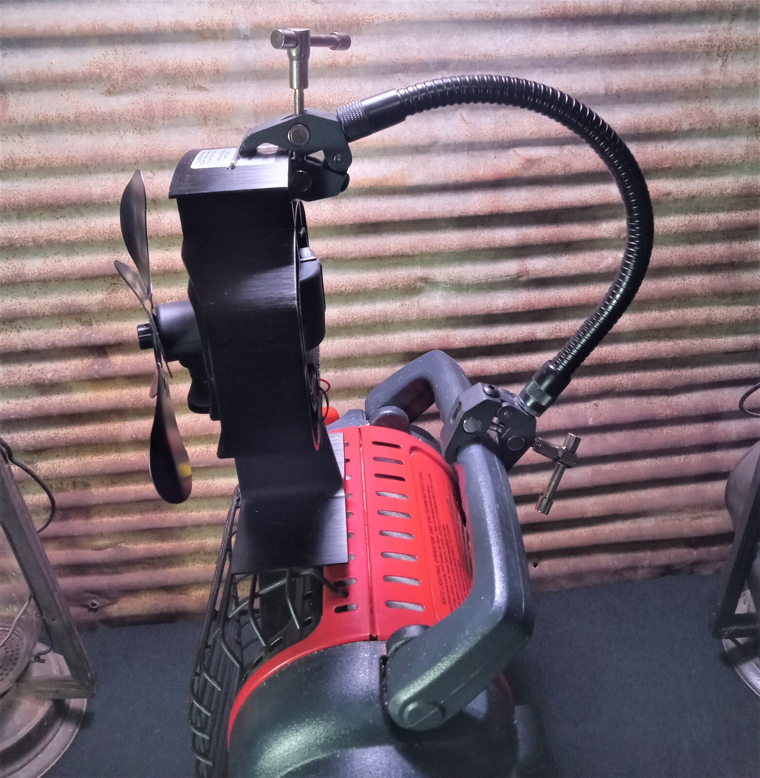 Mr. Heater “Buddy” Single Tank Wood Stove, Heat Powered Fan Mount. Custom Built.
