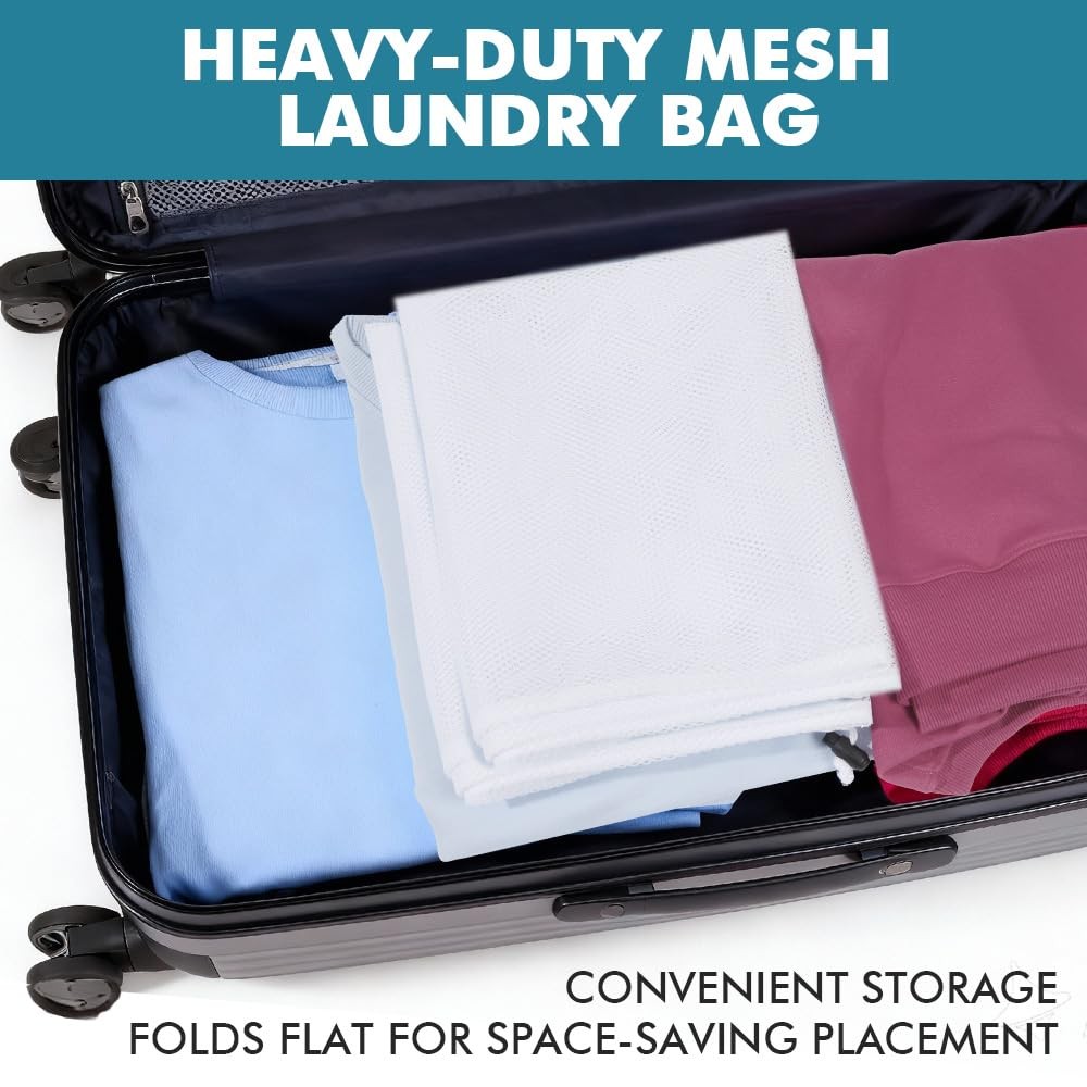 Heavy Large Mesh Laundry Bags,24 x 36 inches Travel One Size, White
