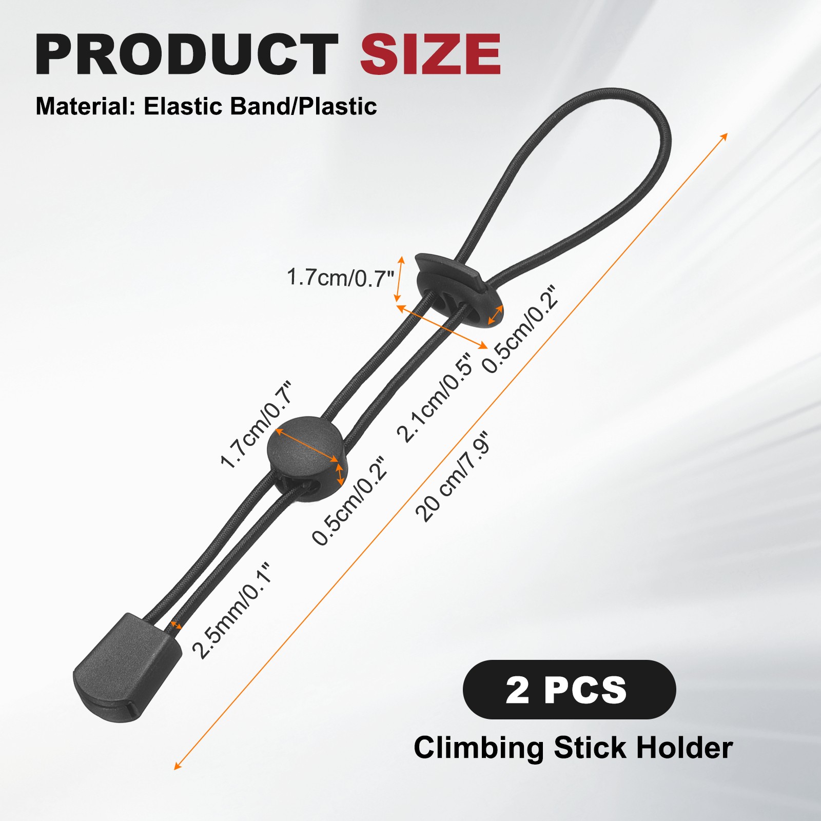 Climbing Stick Holder, Backpack Hiking Pole Ropes 8 Inch & 2 Pcs & Black