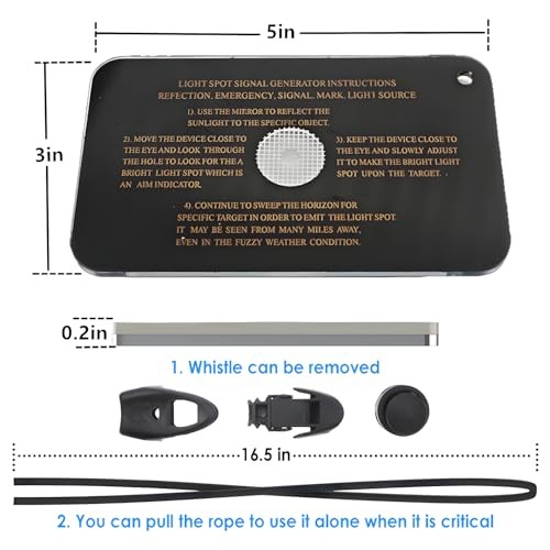Signal Mirror Survival Kits Military Grade, 3 x 5 in Camping Mirror with 3×5″