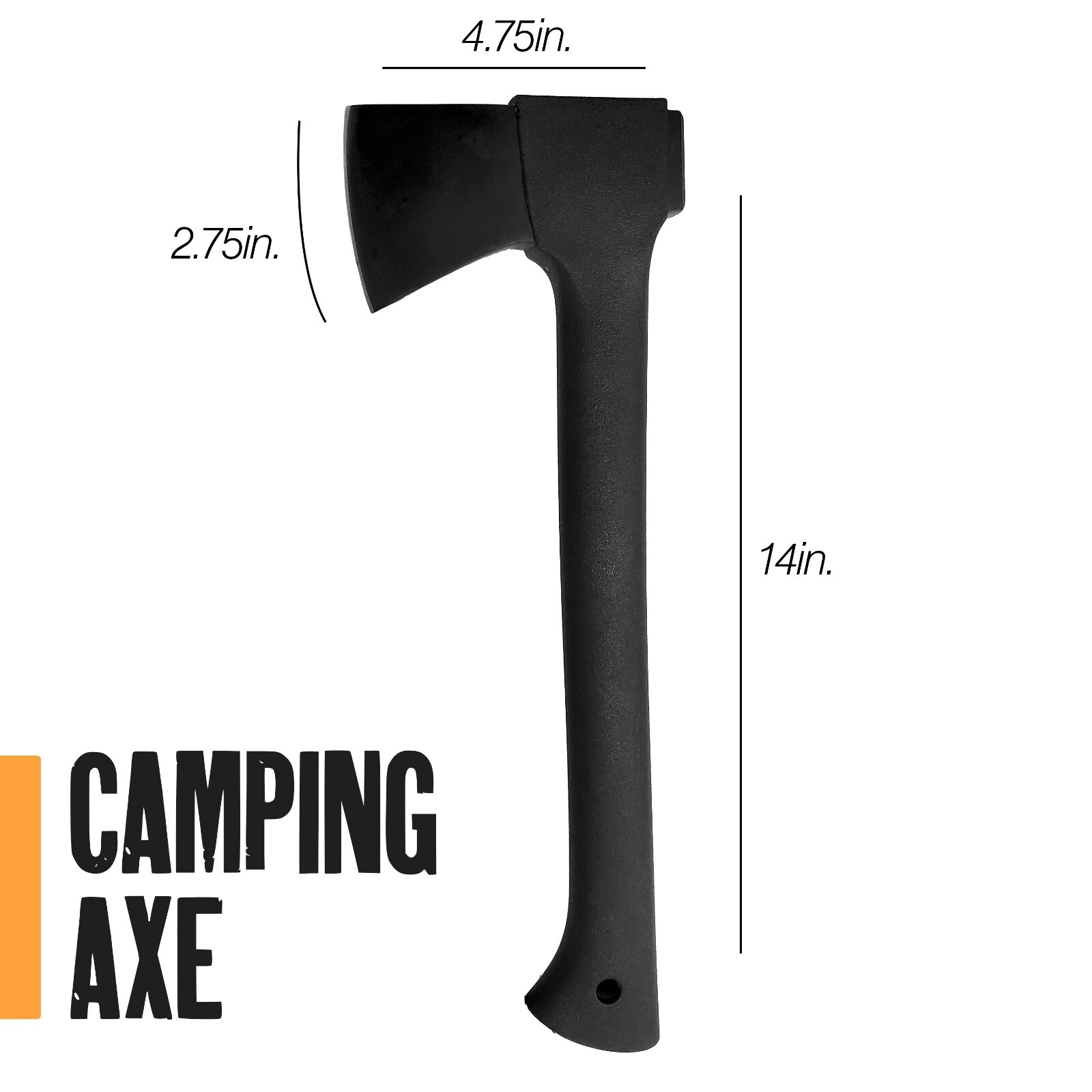 14” Stainless Steel Camping Axe for Wood Splitting with Forged Carbon Head, 20oz