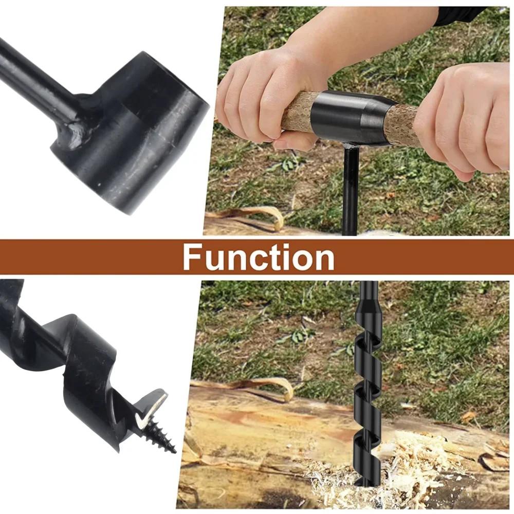 Bushcraft Hand Drill Carbon Steel Manual Auger Drill Portable Manual Survival Dr