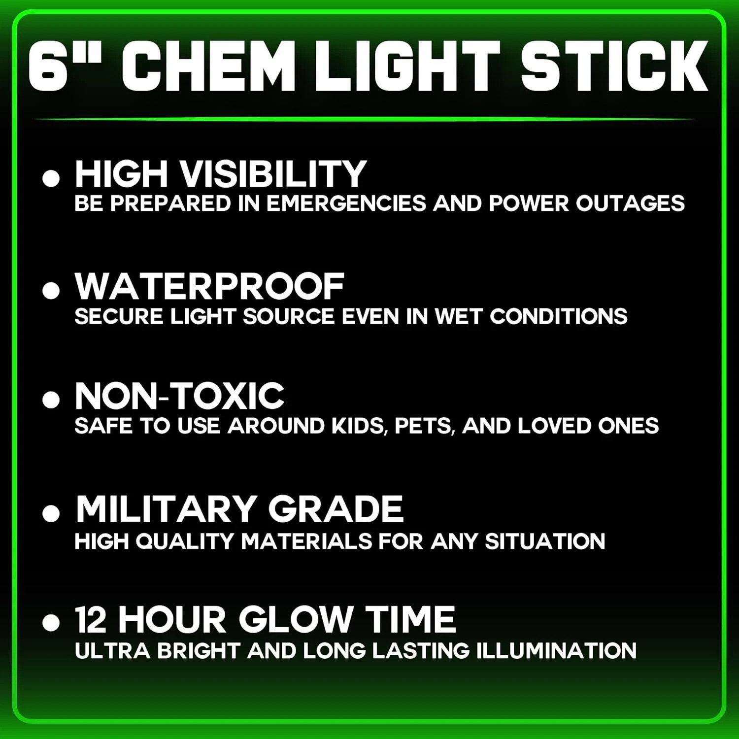 Emergency Glow Sticks – 12 Ultra Bright Individually Wrapped Military Grade Chem
