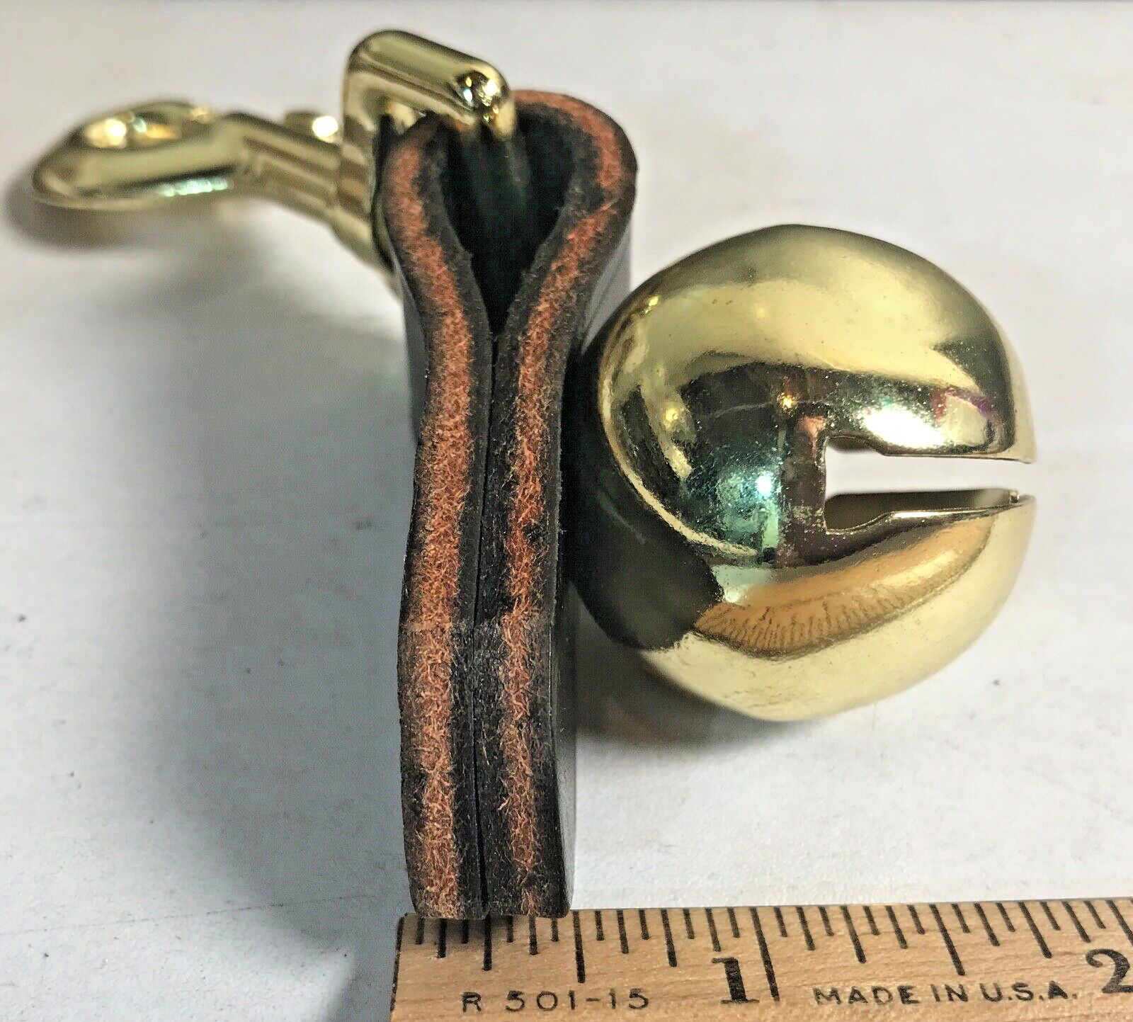 BEAR BELL HD Black Leather Fob 5 1/2″ REPELS Predators Hike Fish Safety Man Dog