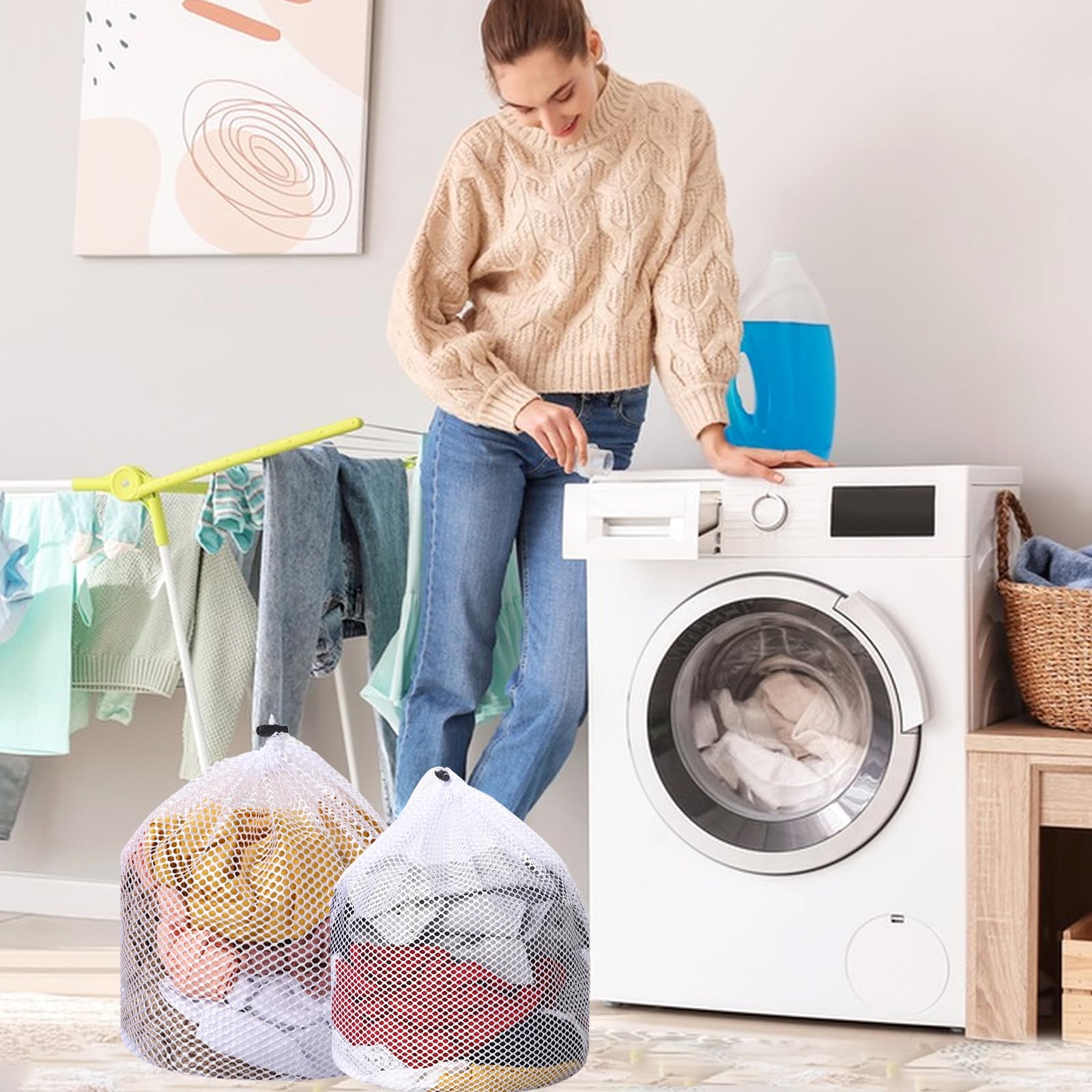 2pcs Mesh Laundry Bags for 11.81 inches x 15.75 (two sizes), 2 Pcs