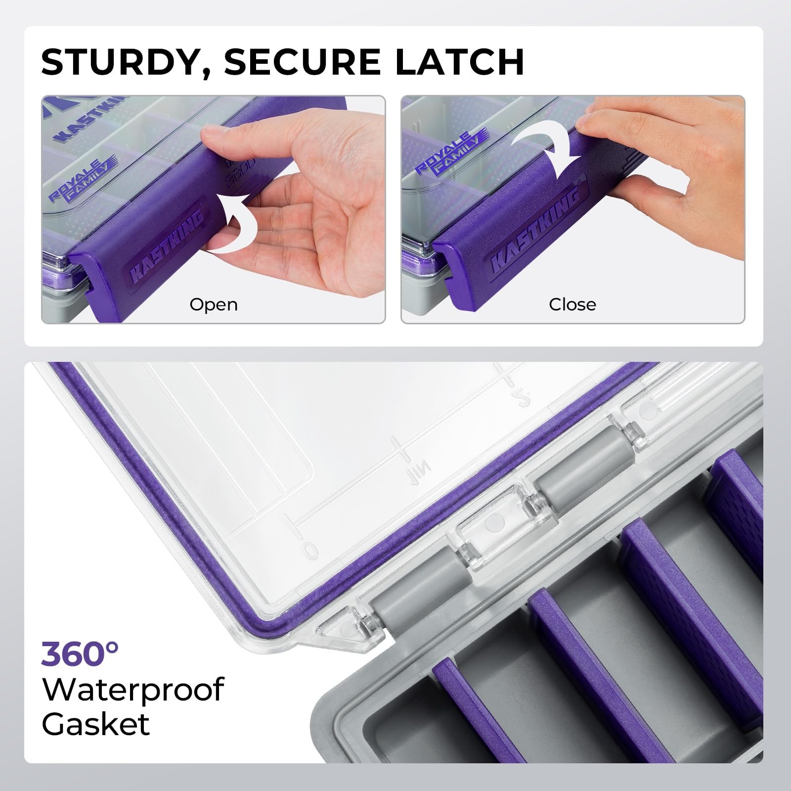 KastKing HyperSeal Waterproof Tackle Box, 3600 and 3700 3600(1 Pack), Purple