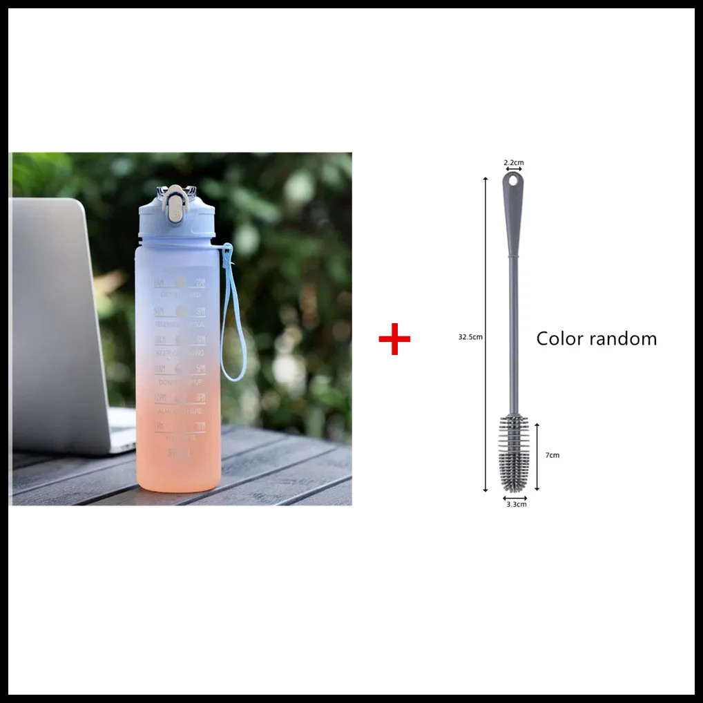 900ML Sports Water Bottle with Time Marker Leak-Proof Cup Motivational Portable