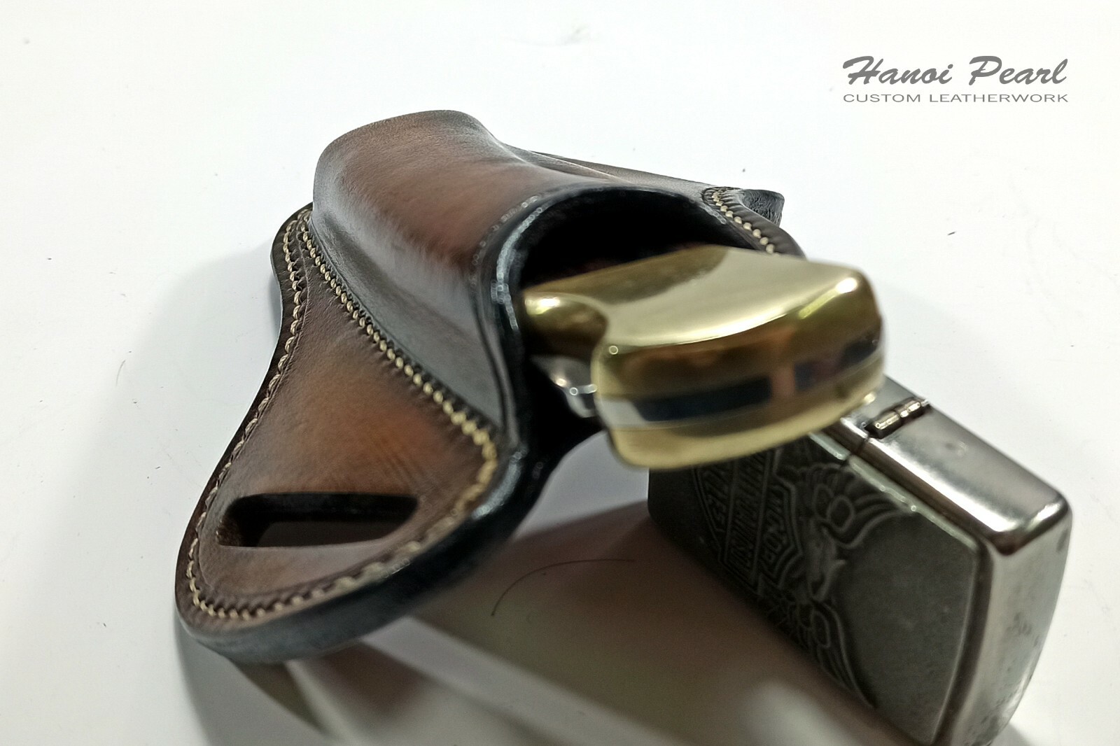 Custom 45 Degree Canted Leather Sheath for Buck 110 Folding Hunter
