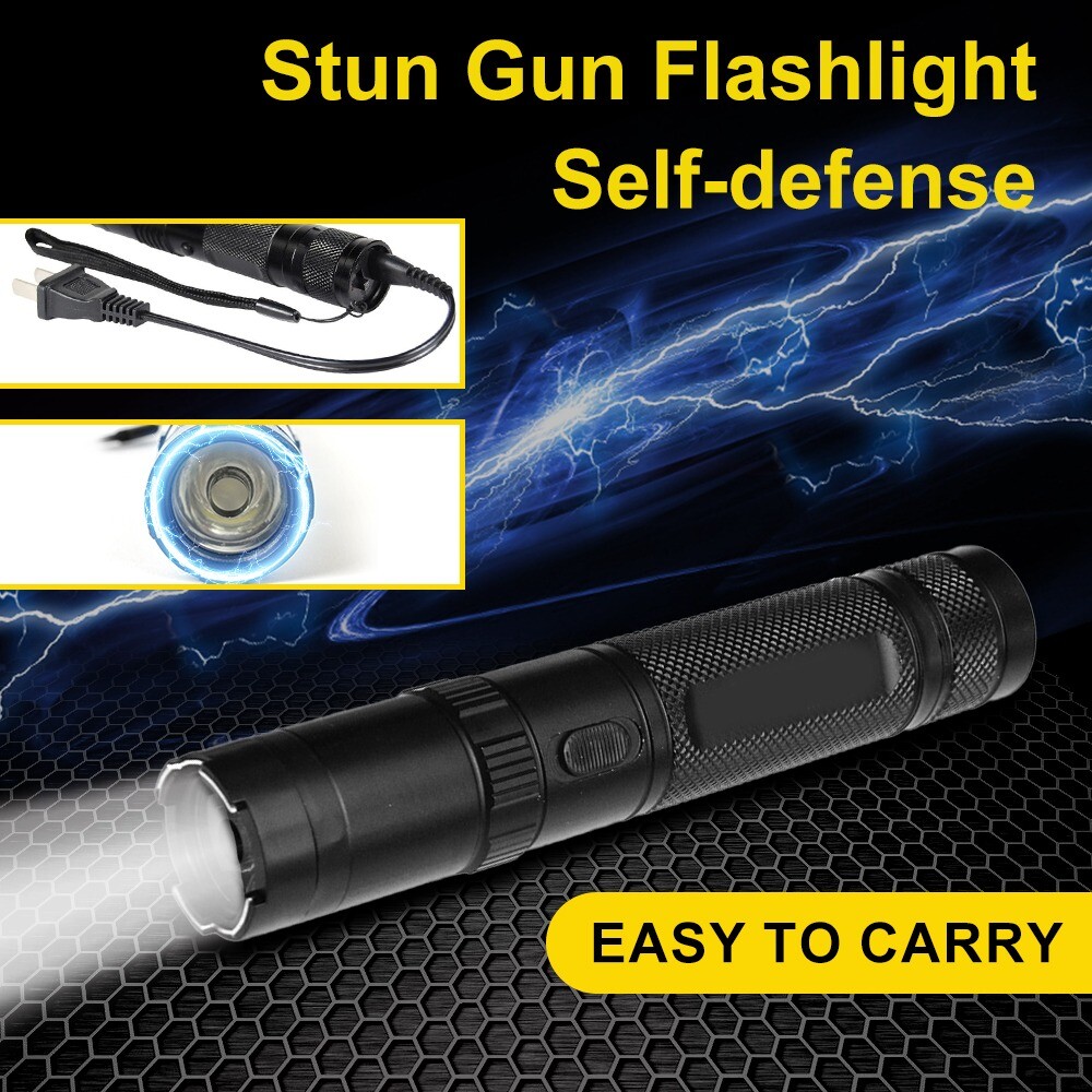 Stun Gun 1101 700 BV Heavy Duty Metal Rechargeable LED Flashlight Black