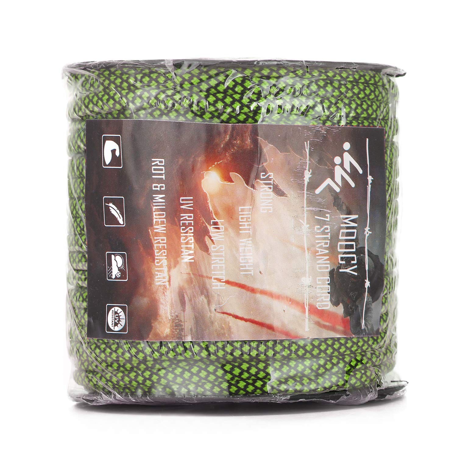 7 Strand Core 550lb Paracord Parachute Cord Lanyard Mil Spec Green & Black