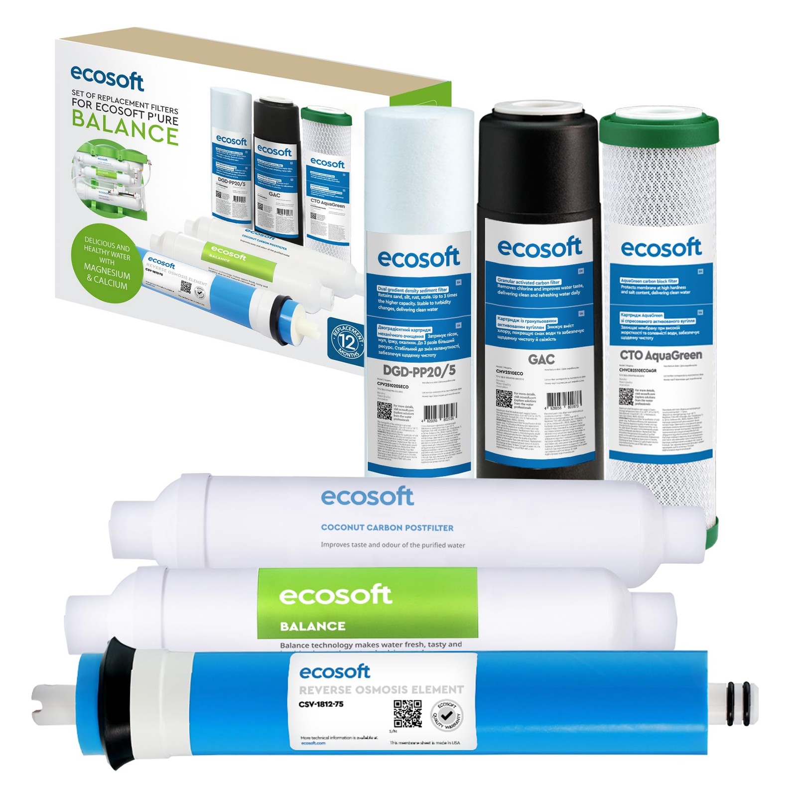 Reverse Osmosis Filter, 5 Stage Replacement Kit without Pump, Drinking Water for Home m…